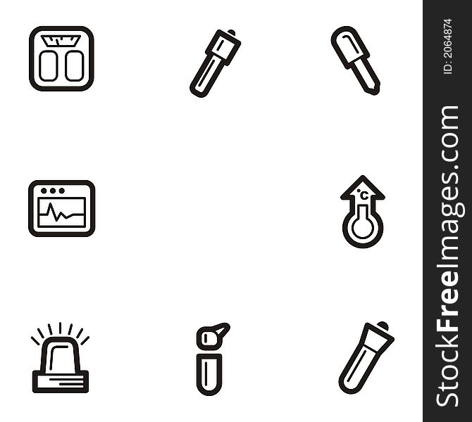 A set of eight medicine and health icons. A set of eight medicine and health icons.