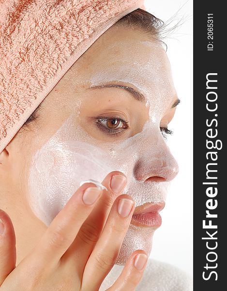 Attractive woman with facial mask. Attractive woman with facial mask