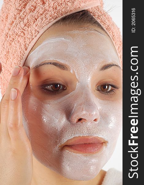 Attractive woman with facial mask. Attractive woman with facial mask