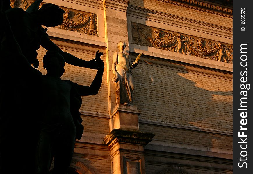 Statues around the Museum of Fine Arts in Antwerp, lit by the early morning sun. Statues around the Museum of Fine Arts in Antwerp, lit by the early morning sun.