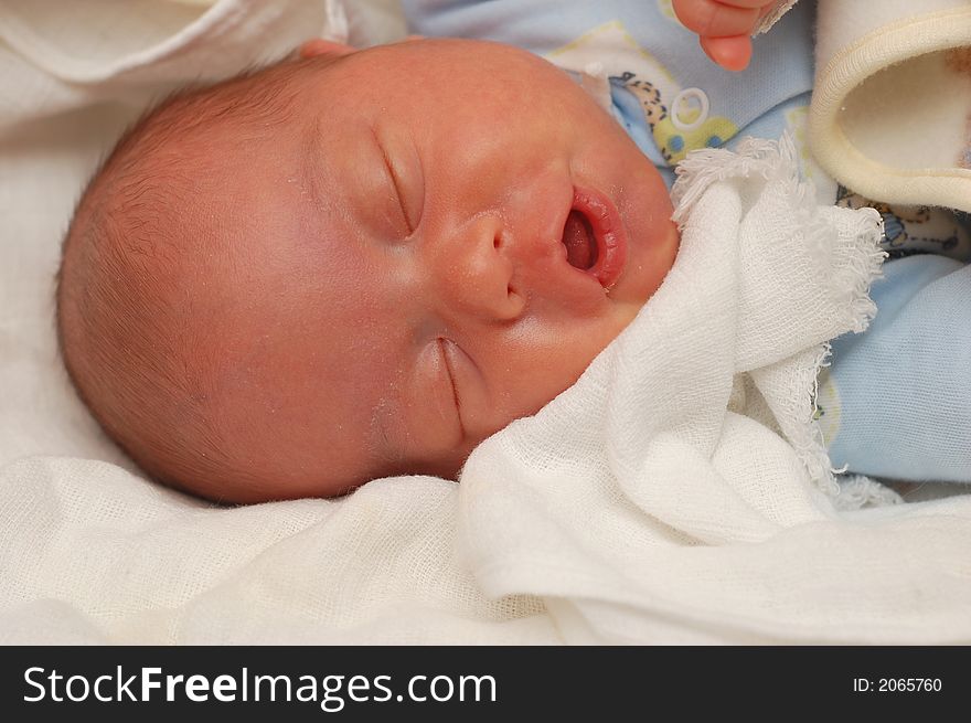 Photo of sleeping new-born child. Photo of sleeping new-born child