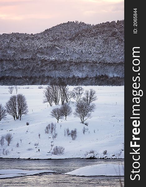 Winter landscape in Norway - useful as background. Winter landscape in Norway - useful as background