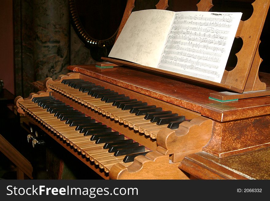 The keyboard of baroque organ