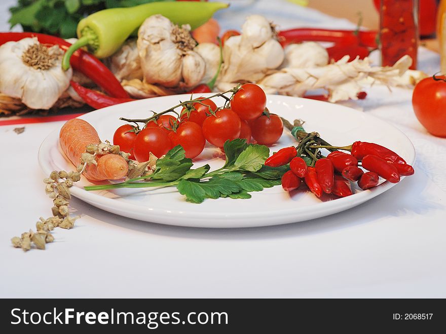 Vegetables arrangement on a plate