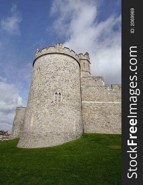 Fortification Towers of Windsor castle in England against a Blue Sky. Fortification Towers of Windsor castle in England against a Blue Sky