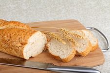 Wheat Bread And Wheat Heads Stock Images