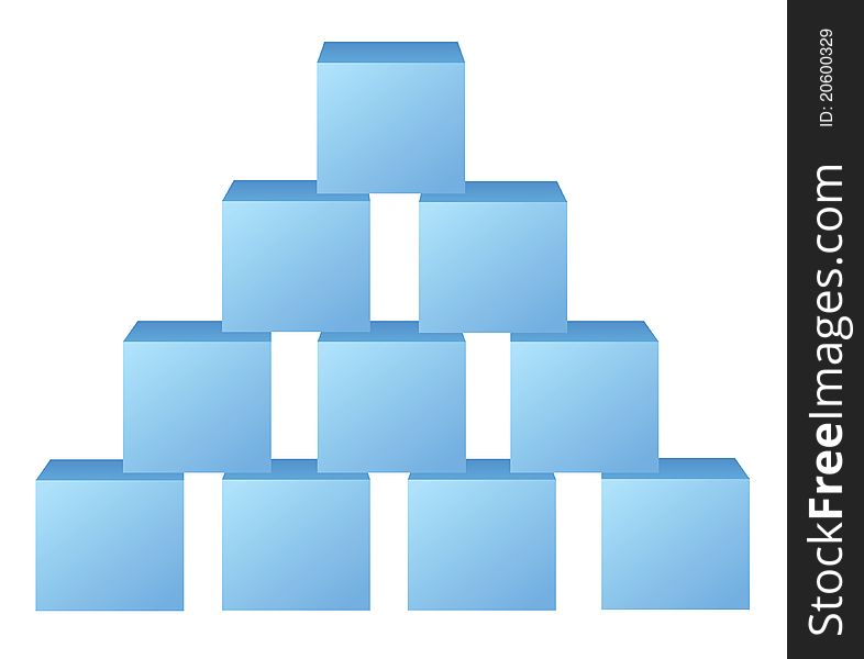 Blue Pyramid From Cubes