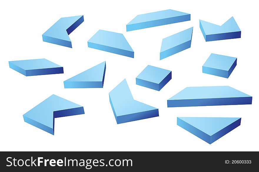 Many blue geometrical figures on white