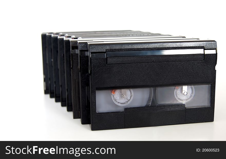Digital video tapes on white background. Digital video tapes on white background