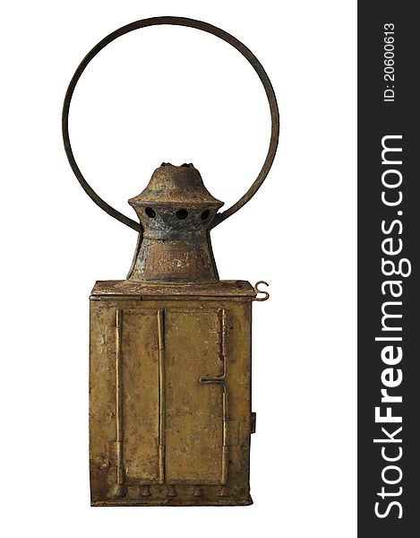 Lantern old iron rusty brown color