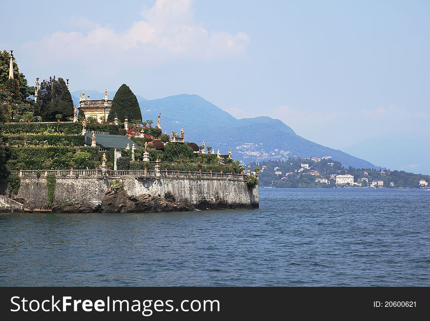 Profile of Isla Bella, lake Maggiore, north Italy. View from Stresa coast. Profile of Isla Bella, lake Maggiore, north Italy. View from Stresa coast.