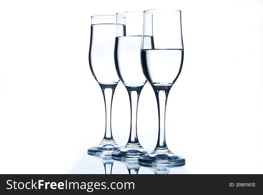 Three cups of water on a transparent background. Three cups of water on a transparent background