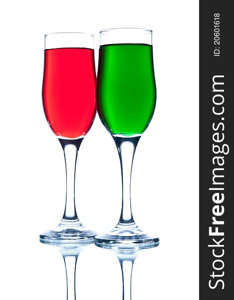 Two glasses of water on a transparent background. Two glasses of water on a transparent background