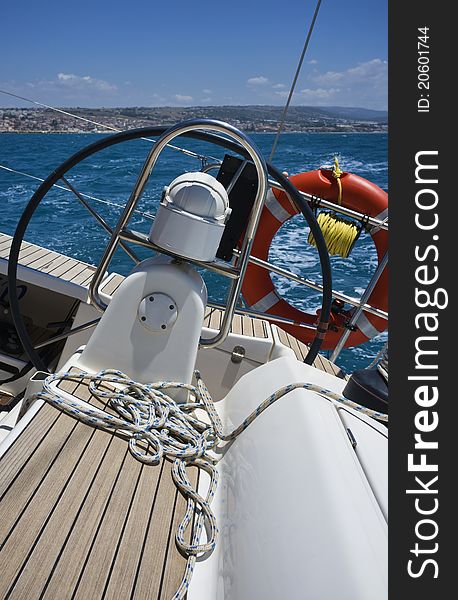 Italy, Sicily, Mediterranean sea, sicilian South-Eastern coast, cruising on a sailing boat