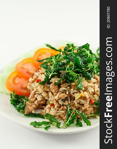 Stir fried pork whit basil