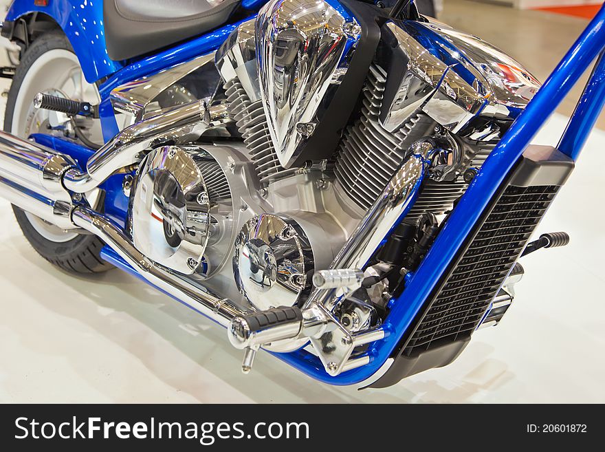 Image of a motorcycle with chrome details.