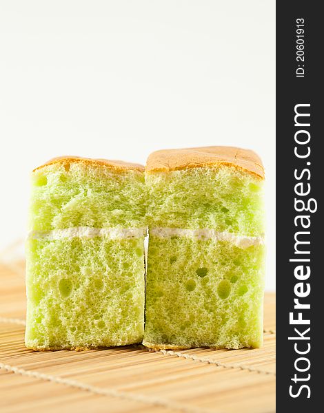 Close up sponge cake isolated