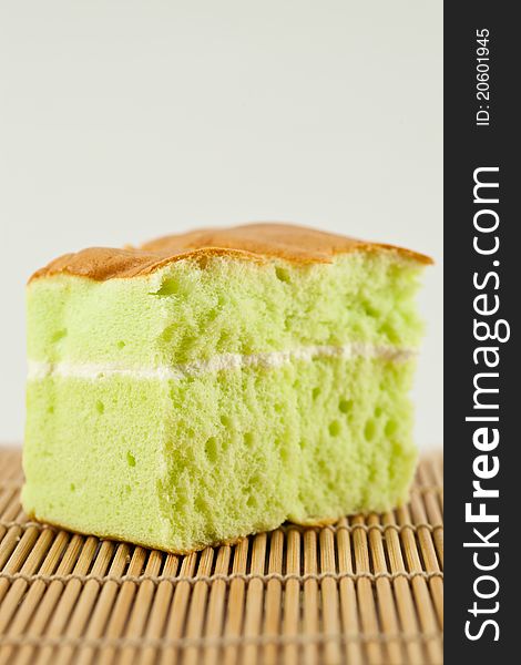 Close up sponge cake isolated