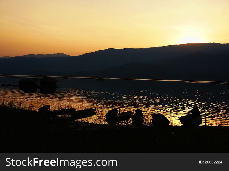 Sunset at river