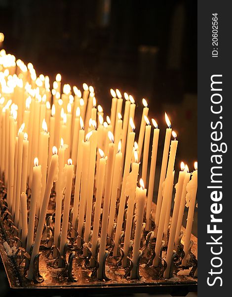 Hundrerds of candles in a church on christmas. Hundrerds of candles in a church on christmas