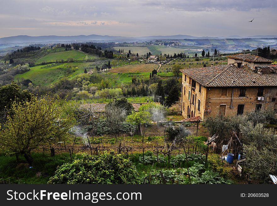 Typical Tuscany landscape in spring