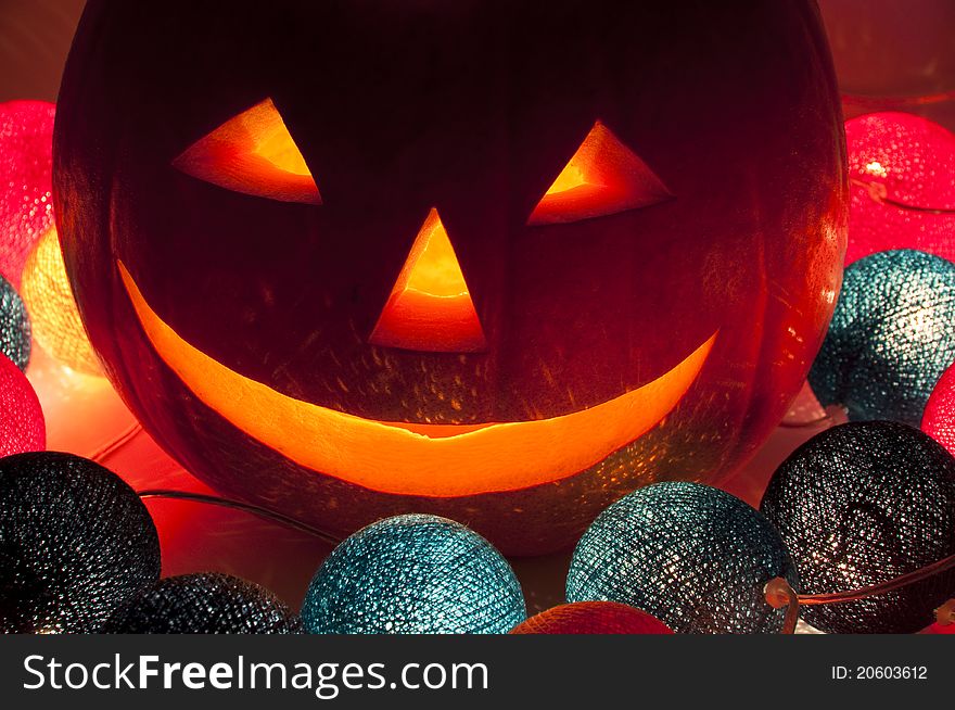 Halloween lantern and electric garland