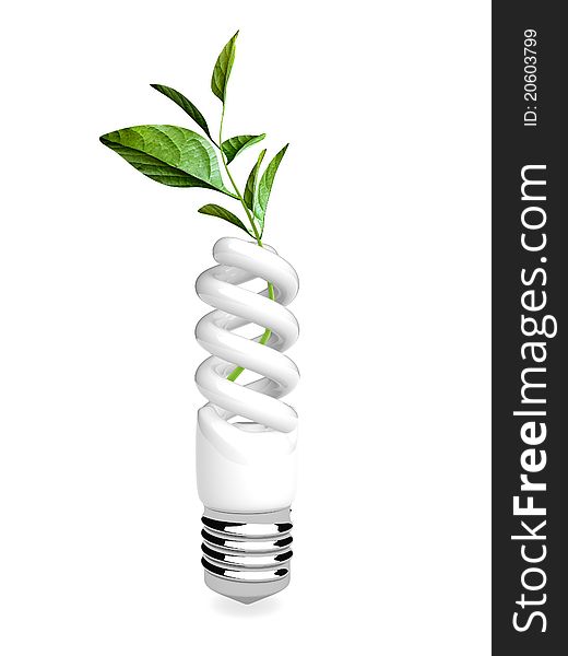 3d energy saving ecologic lamp on the white background. 3d energy saving ecologic lamp on the white background