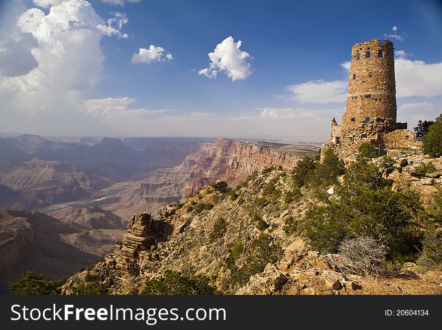 This is the view of Grand Canyon South Rim. The colorado river is visible in a distance. This is the view of Grand Canyon South Rim. The colorado river is visible in a distance.
