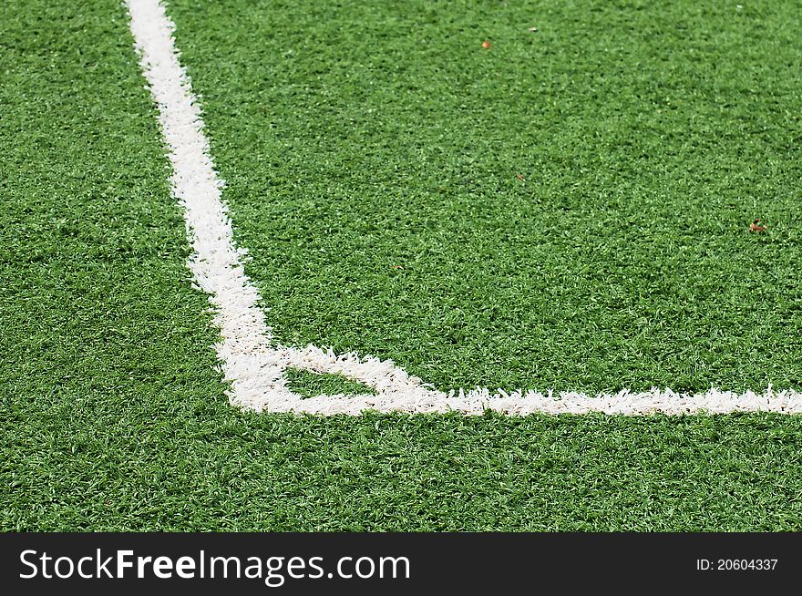 Picture of a football field focused on the touchline. Picture of a football field focused on the touchline