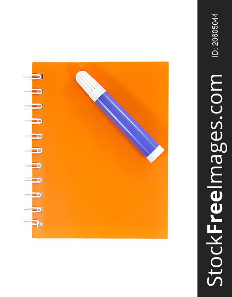 Orange Notebook with white Backgrounds. Orange Notebook with white Backgrounds