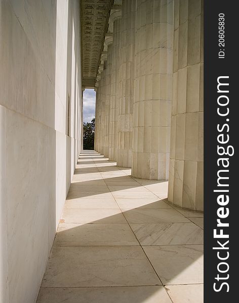 A row of pillars on the backside of the Lincoln Memorial in Washington, DC. A row of pillars on the backside of the Lincoln Memorial in Washington, DC.