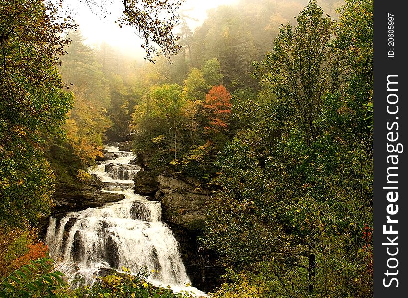 Calasaja Waterfall on Highway 64 Macon County, North Carolina, in the fall. Calasaja Waterfall on Highway 64 Macon County, North Carolina, in the fall.