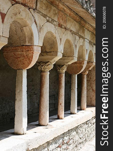 Ancient cloister of the romanesque church of San Giorgio