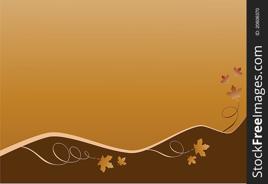 Brown Autumn Background With Maple Leaves. Vector