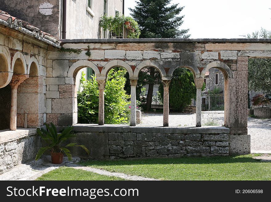 Ancient cloister of the romanesque church of San Giorgio