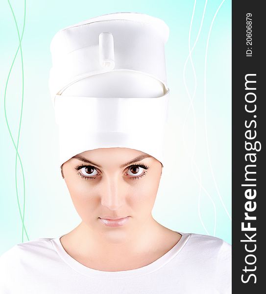 Beatiful white woman with glamour fashionable hat