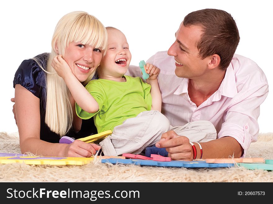 Portrait of a cute family of a three. Portrait of a cute family of a three