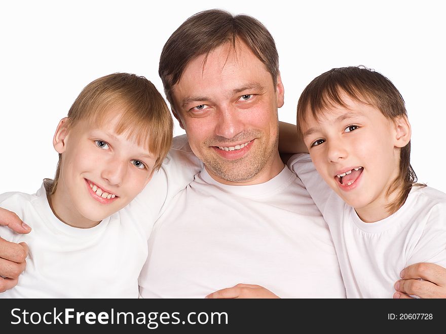 Portrait of a cute dad and his boys. Portrait of a cute dad and his boys