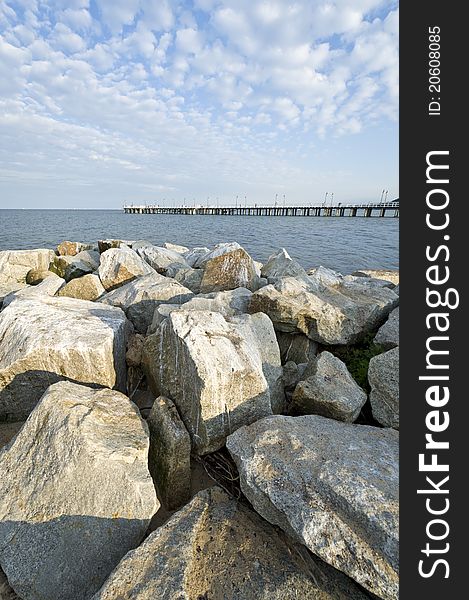 View of the pier in Gdynia Orlowo, Poland, Europe