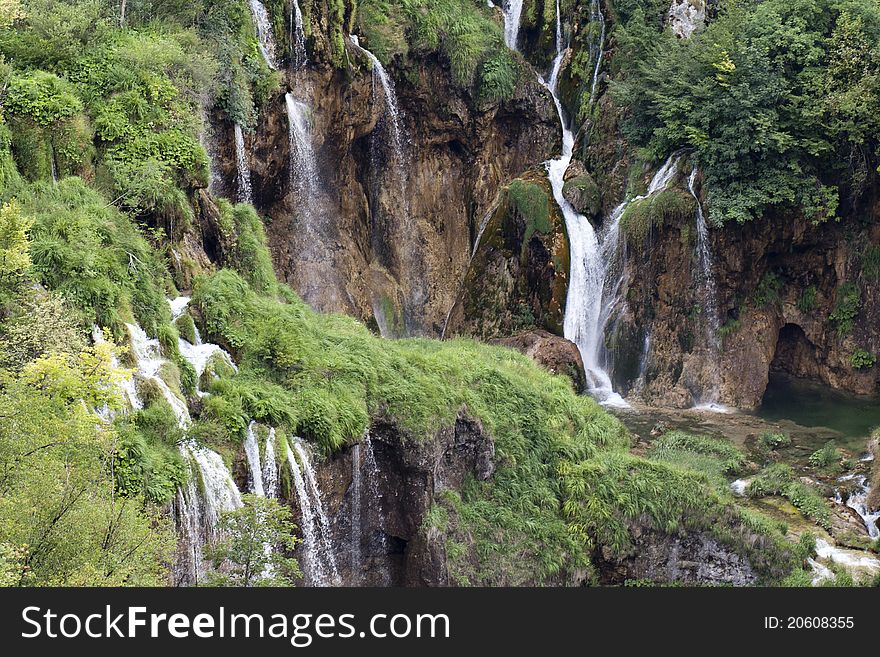 Waterfalls in Plitvice in Croatia