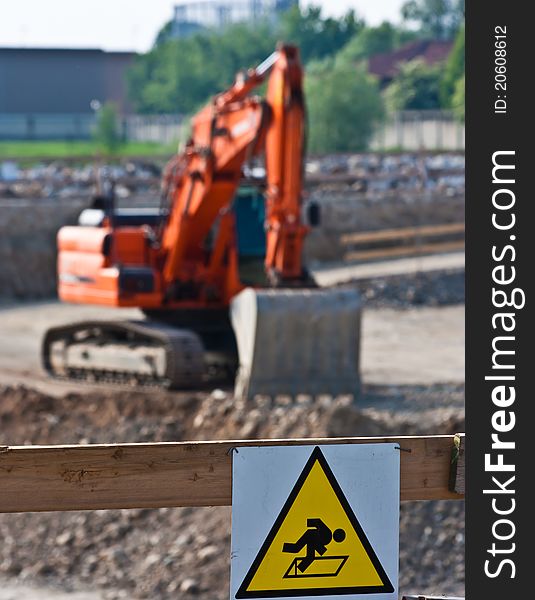 Sign of danger for work in progress (Italian) in a building site. Sign of danger for work in progress (Italian) in a building site