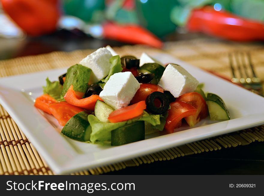 Dietary salad with cottage cheese. Dietary salad with cottage cheese