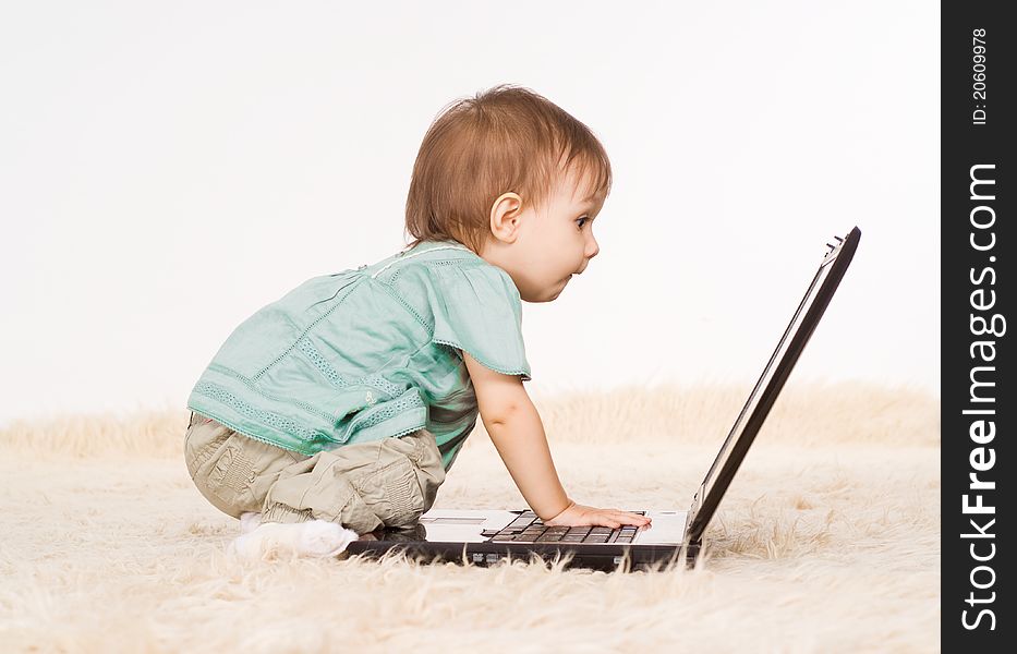 Little Girl And Laptop