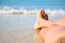 Woman S Legs On The Beach Royalty Free Stock Photo Woman S Legs On The Beach Royalty Free Stock Photo