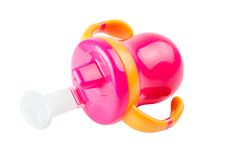 Purple Baby Bottle, Cup With Handles, Isolated Stock Photography Purple Baby Bottle, Cup With Handles, Isolated Stock Photography