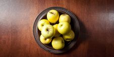 Golden Delicious Apples On A Table Above Royalty Free Stock Photos