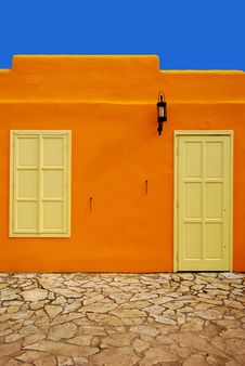Orange Greek House In Balatonfured, Hungary Stock Photos Orange Greek House In Balatonfured, Hungary Stock Photos
