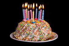 Birthday Cake With Candles Royalty Free Stock Image