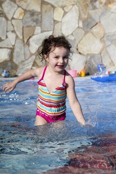 Small Girl Is Playing In The Swimming Pool Royalty Free Stock Photography