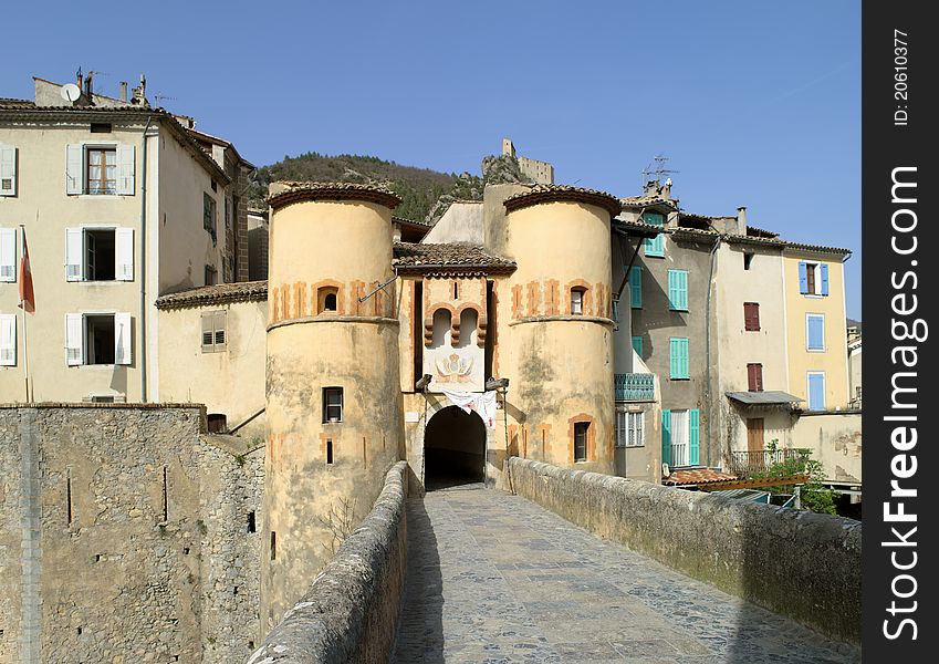 France - Entrevaux - entrance of the castle. France - Entrevaux - entrance of the castle
